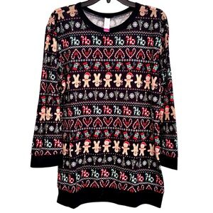 NOBO 3/4 Sleeve Tunic Length Crewneck Christmas Sweater Size XL (15-17) Juniors